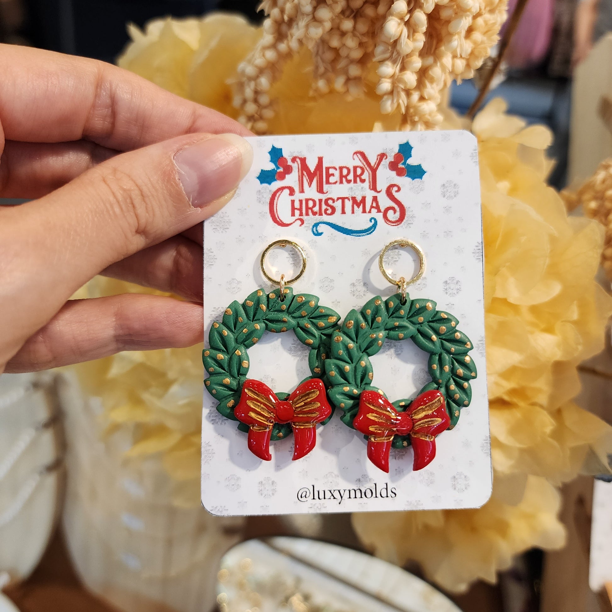 Christmas earrings Clay jewelry Polymer clay earrings Christmas gift Resin earrings Christmas tree earrings