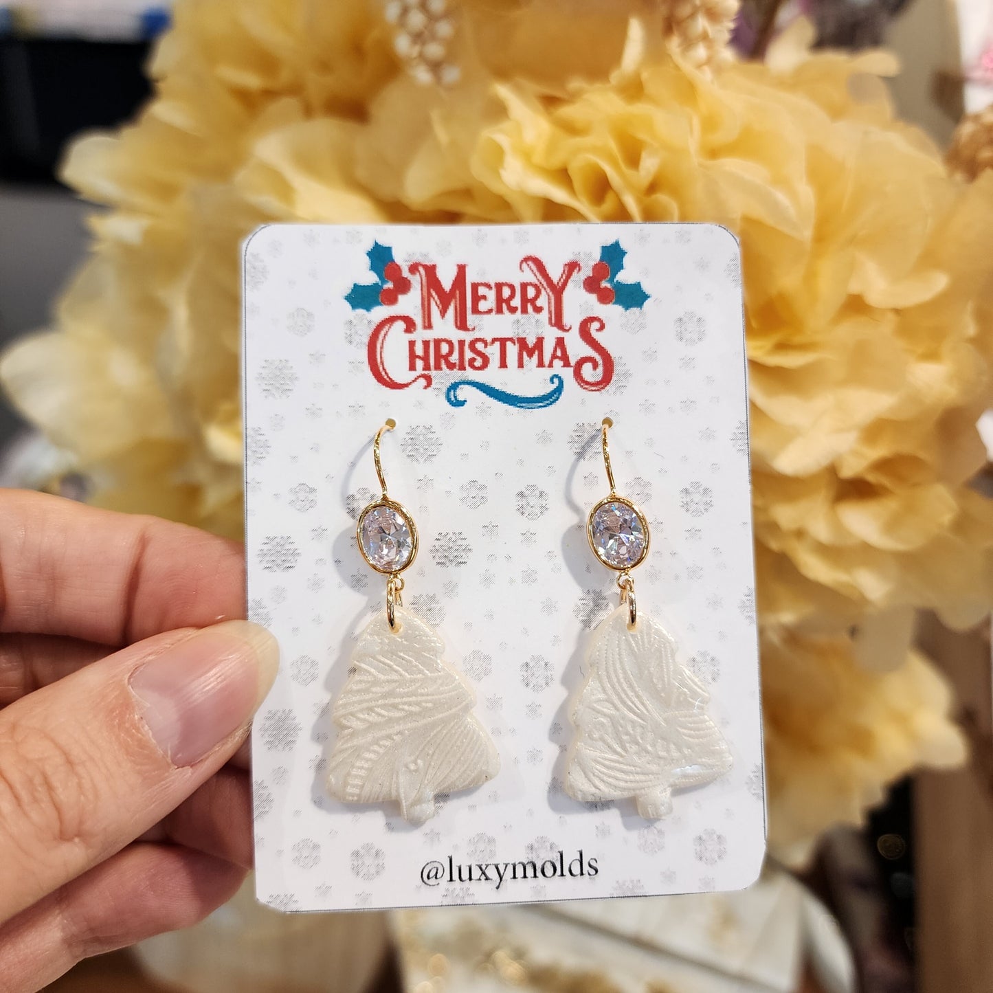 Christmas earrings Clay jewelry Polymer clay earrings Christmas gift Resin earrings Christmas tree earrings