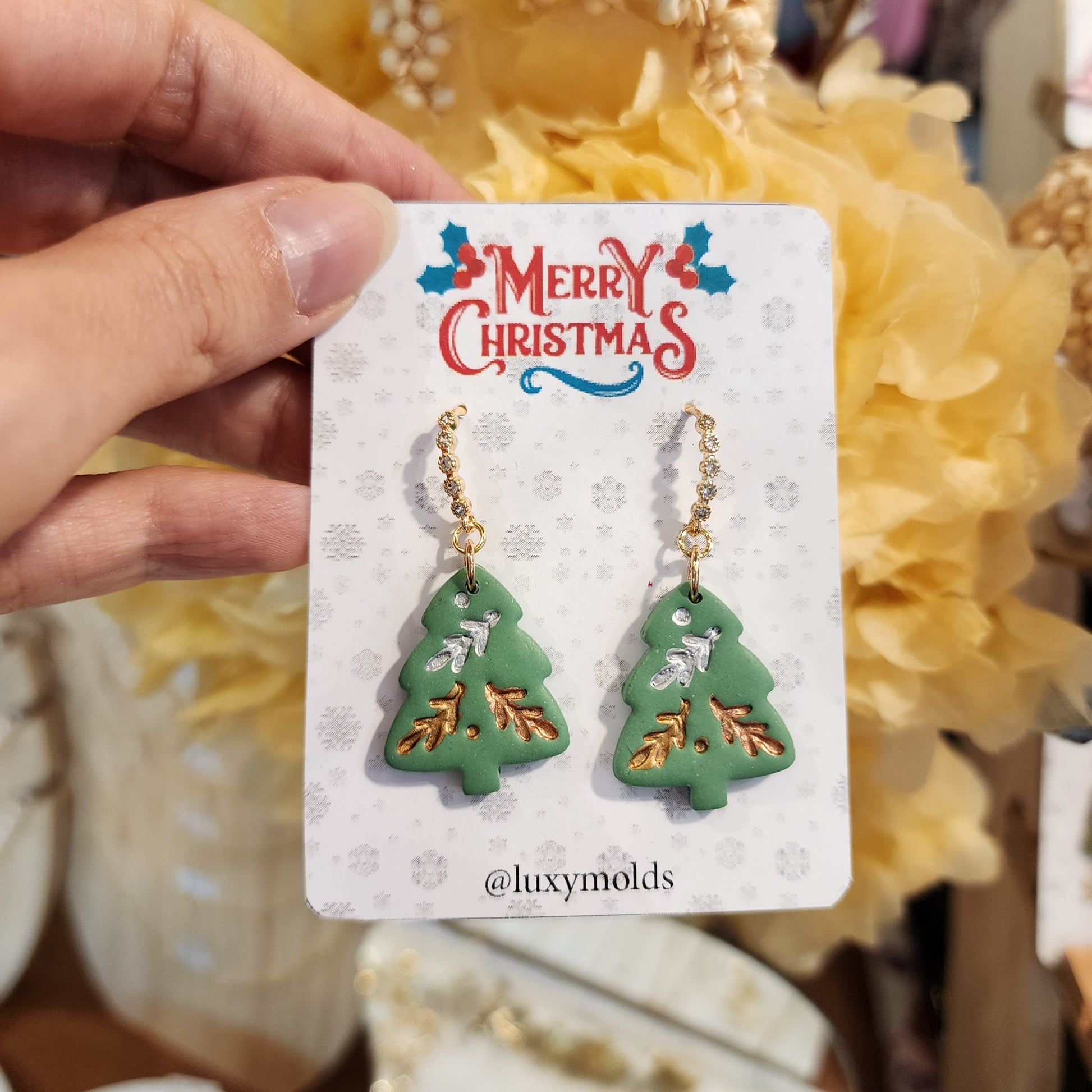 Christmas earrings Clay jewelry Polymer clay earrings Christmas gift Resin earrings Christmas tree earrings