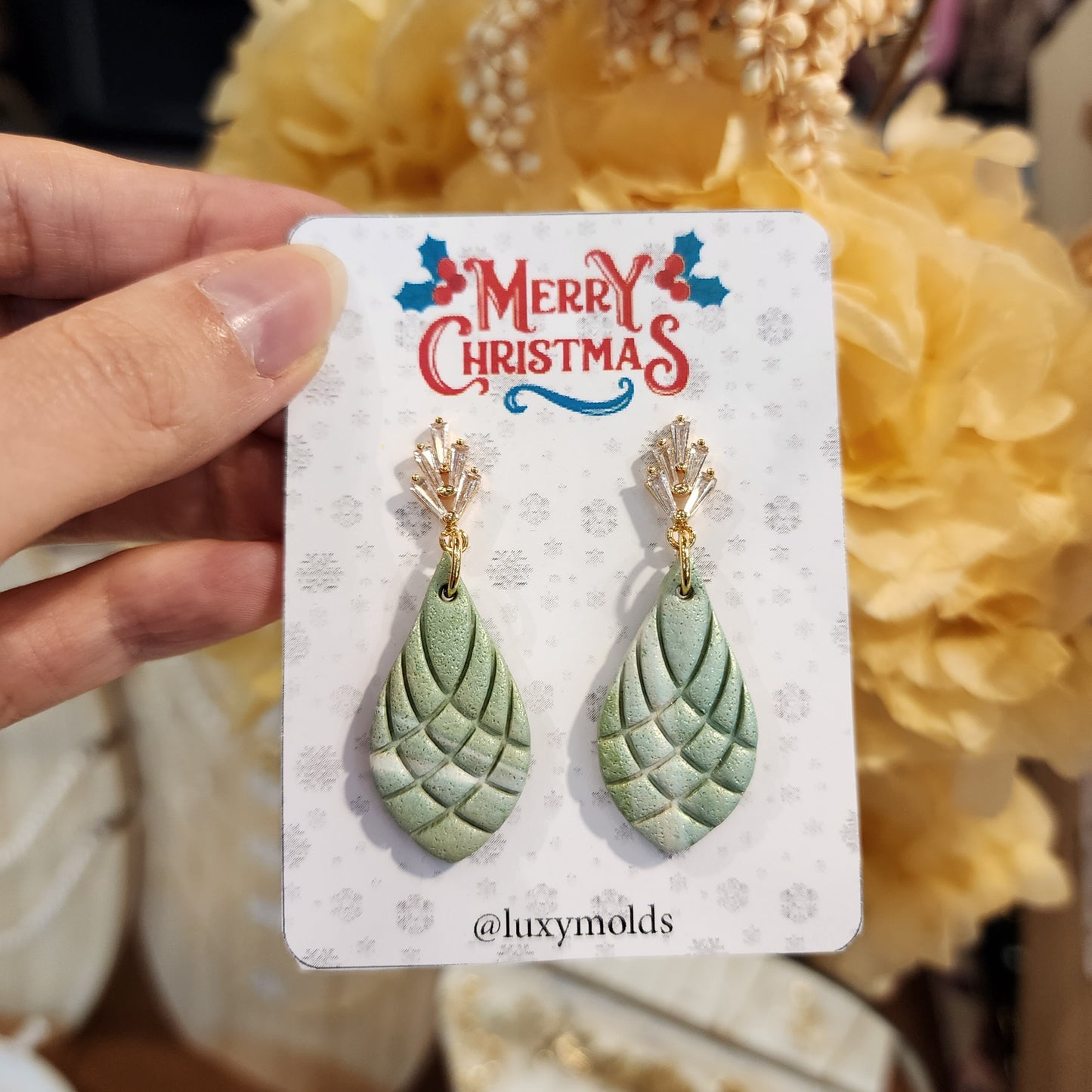 Christmas earrings Clay jewelry Polymer clay earrings Christmas gift Resin earrings Christmas tree earrings