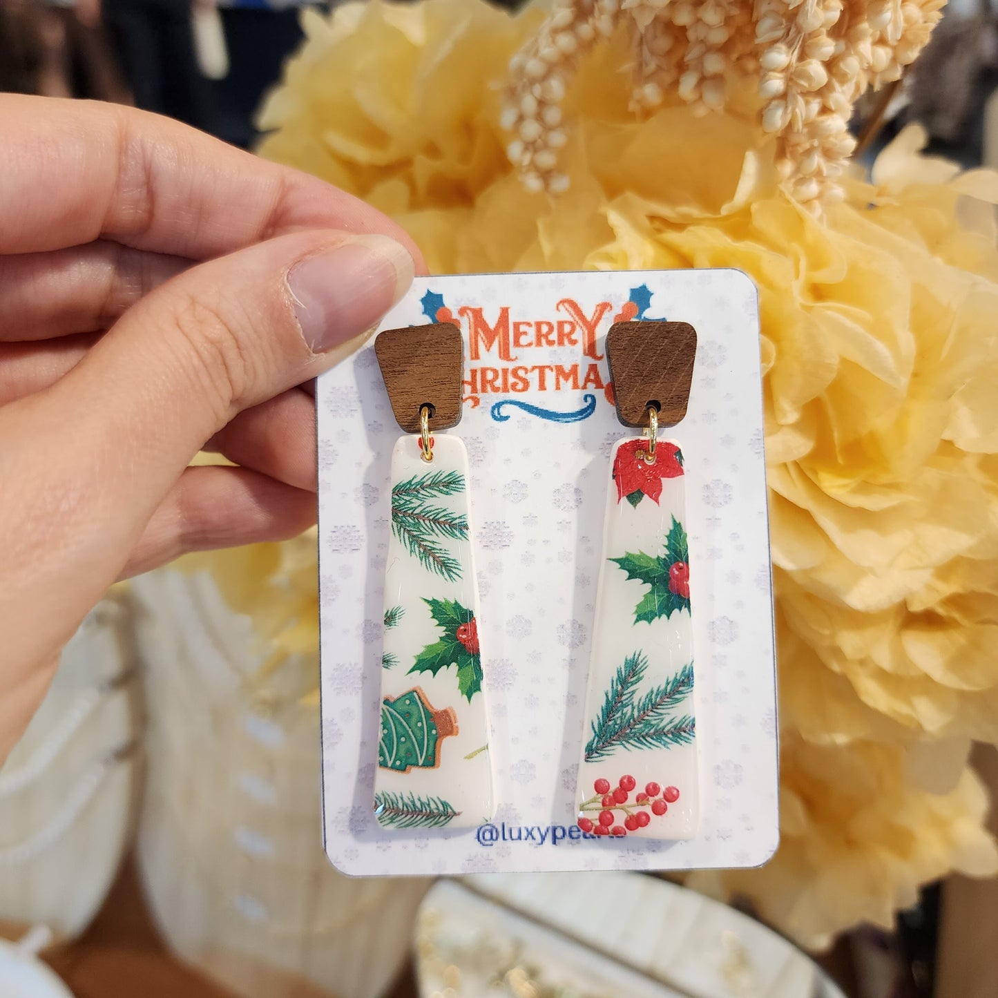 Christmas earrings Clay jewelry Polymer clay earrings Christmas gift Resin earrings Christmas tree earrings