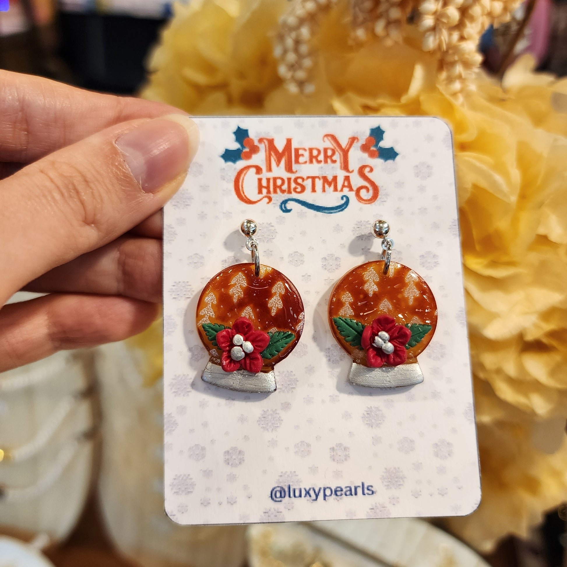 Christmas earrings Clay jewelry Polymer clay earrings Christmas gift Resin earrings Christmas tree earrings