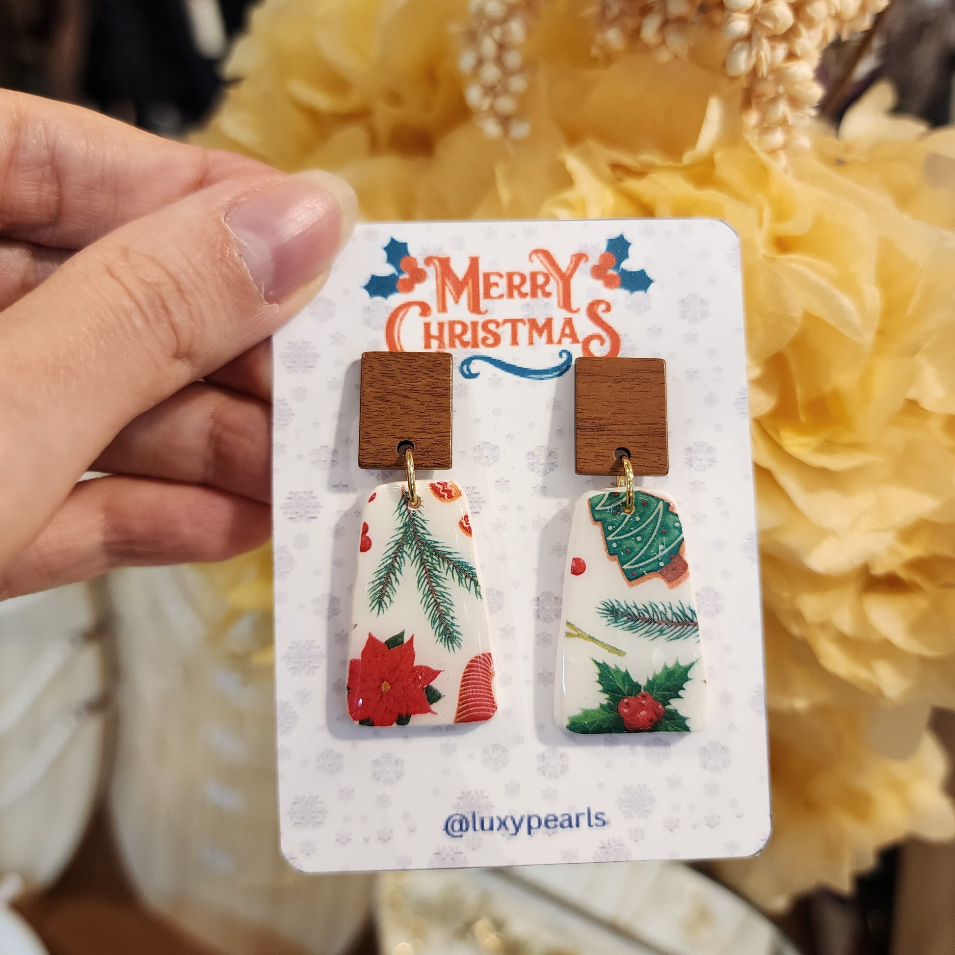 Christmas earrings Clay jewelry Polymer clay earrings Christmas gift Resin earrings Christmas tree earrings