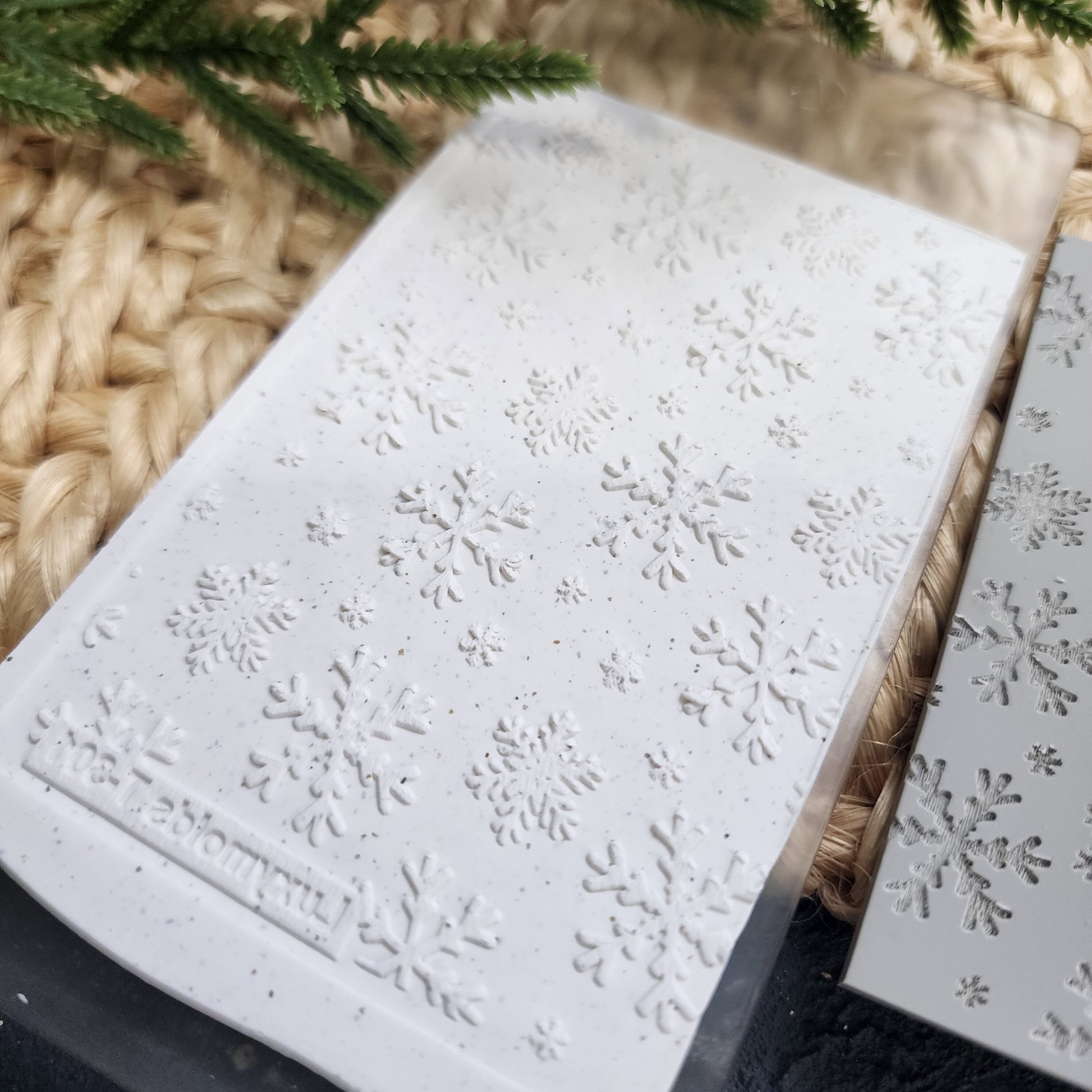 Polymer clay Texture tile Texture mat Clay stamp Polymer clay texture stencils "Winter holiday Snowflake Christmas" T-301