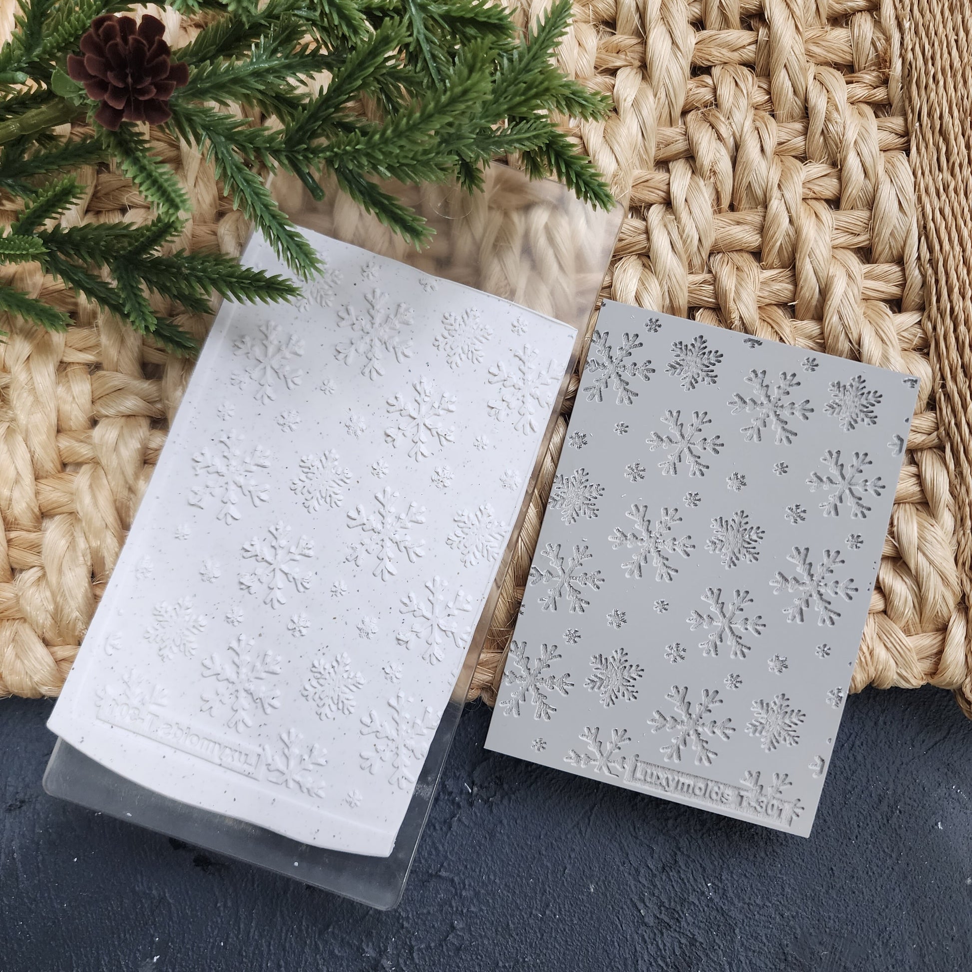 Polymer clay Texture tile Texture mat Clay stamp Polymer clay texture stencils "Winter holiday Snowflake Christmas" T-301