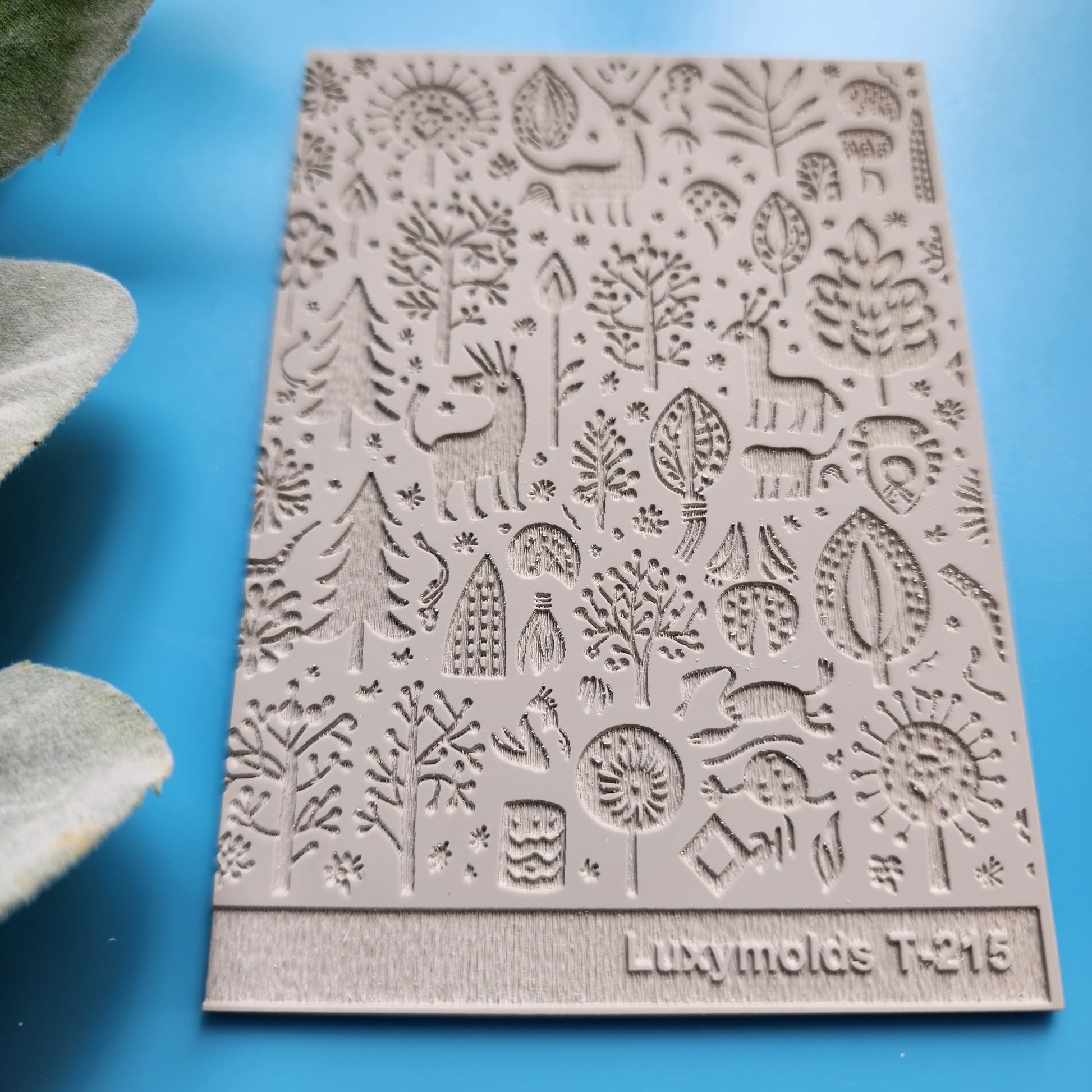 Polymer clay Texture tile Texture mat Clay stamp Polymer clay texture stencils "Winter holiday Forest Animals Christmas" T-315
