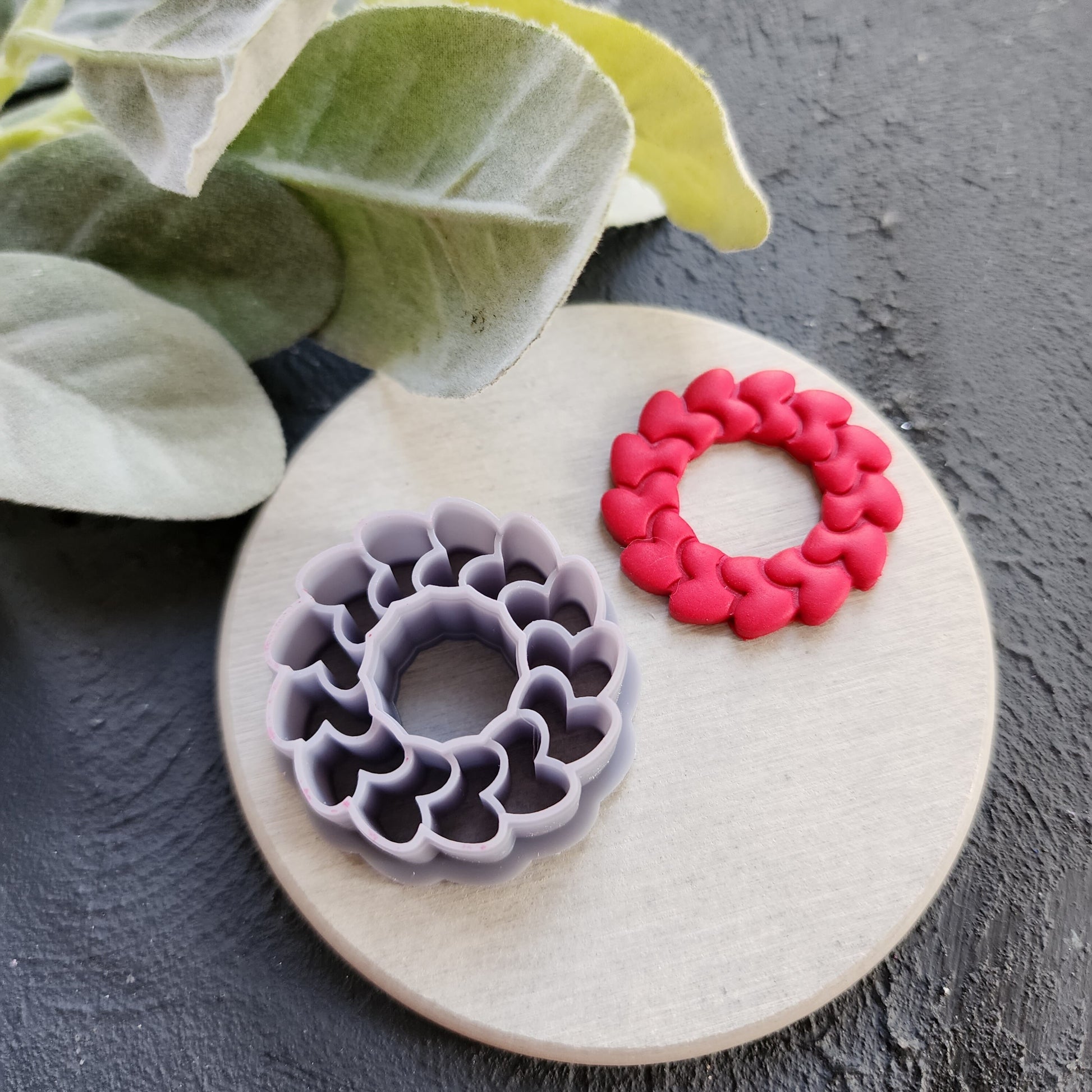 Valentine's day Polymer clay cutter "Heart wreath" Sharp cutters Clay supplies Clay texture Clay tools Polymer clay mold Earrings mold
