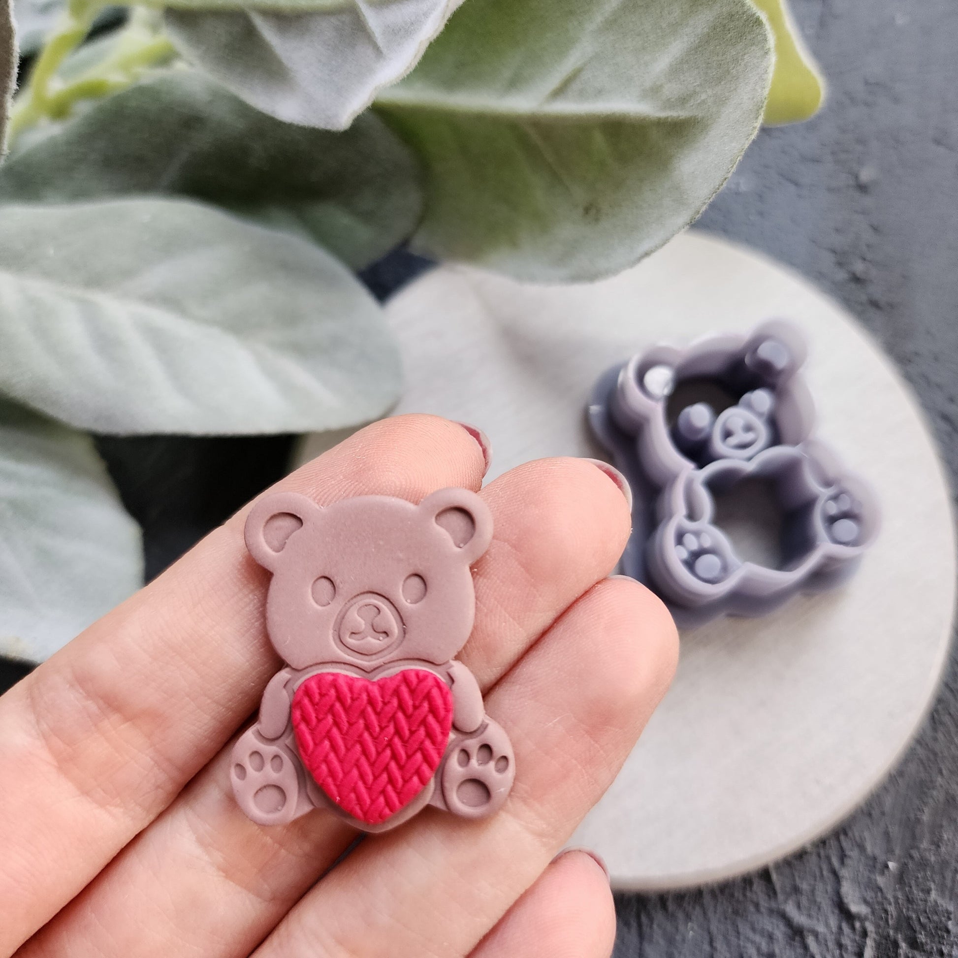 Valentine's day Polymer clay cutter "Teddy bear heart" Sharp cutters Clay supplies Clay texture Clay tools Polymer clay mold Earrings mold