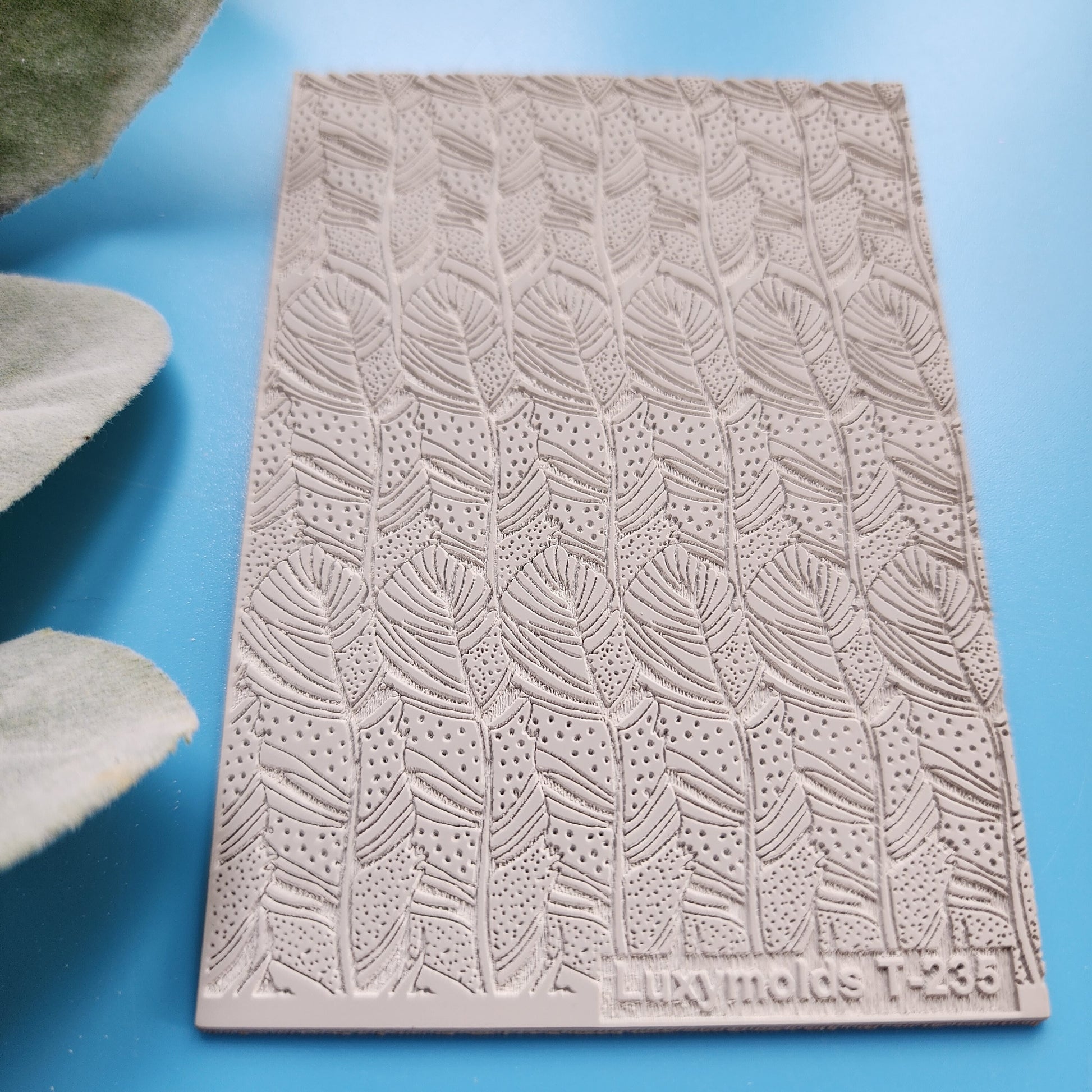 Polymer clay Texture tile Texture mat Clay stamp Polymer clay texture stencils "Leaf Branch" design clay texture Rubber mat T-235