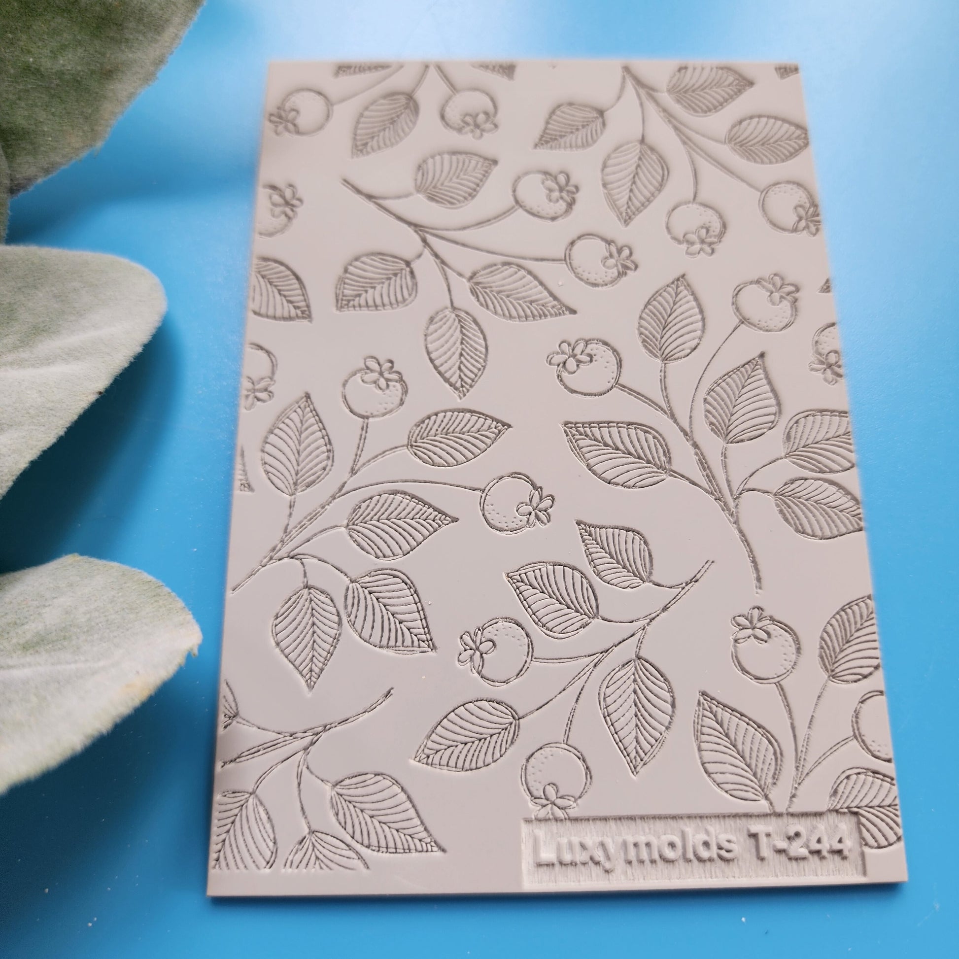 Polymer clay Texture tile Texture mat Clay stamp Polymer clay texture stencils "Leaf, Branch, Fruit" design clay texture Rubber mat T-244