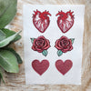 Clay transfer paper/Image transfer paper/Water soluble paper for polymer clay/Embroidery Heart Rose Valentines pattern/Transfer paper clay