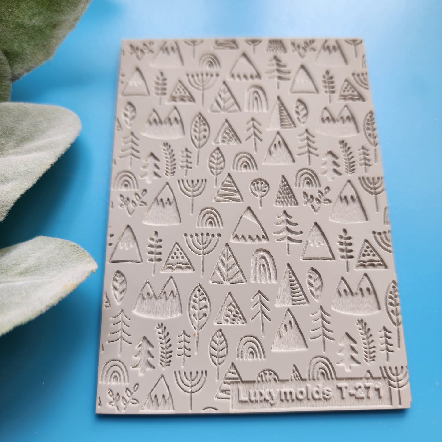 Polymer clay Texture tile Texture mat Clay stamp Polymer clay texture stencils "Mountains & Trees " design clay texture Rubber mat T-271