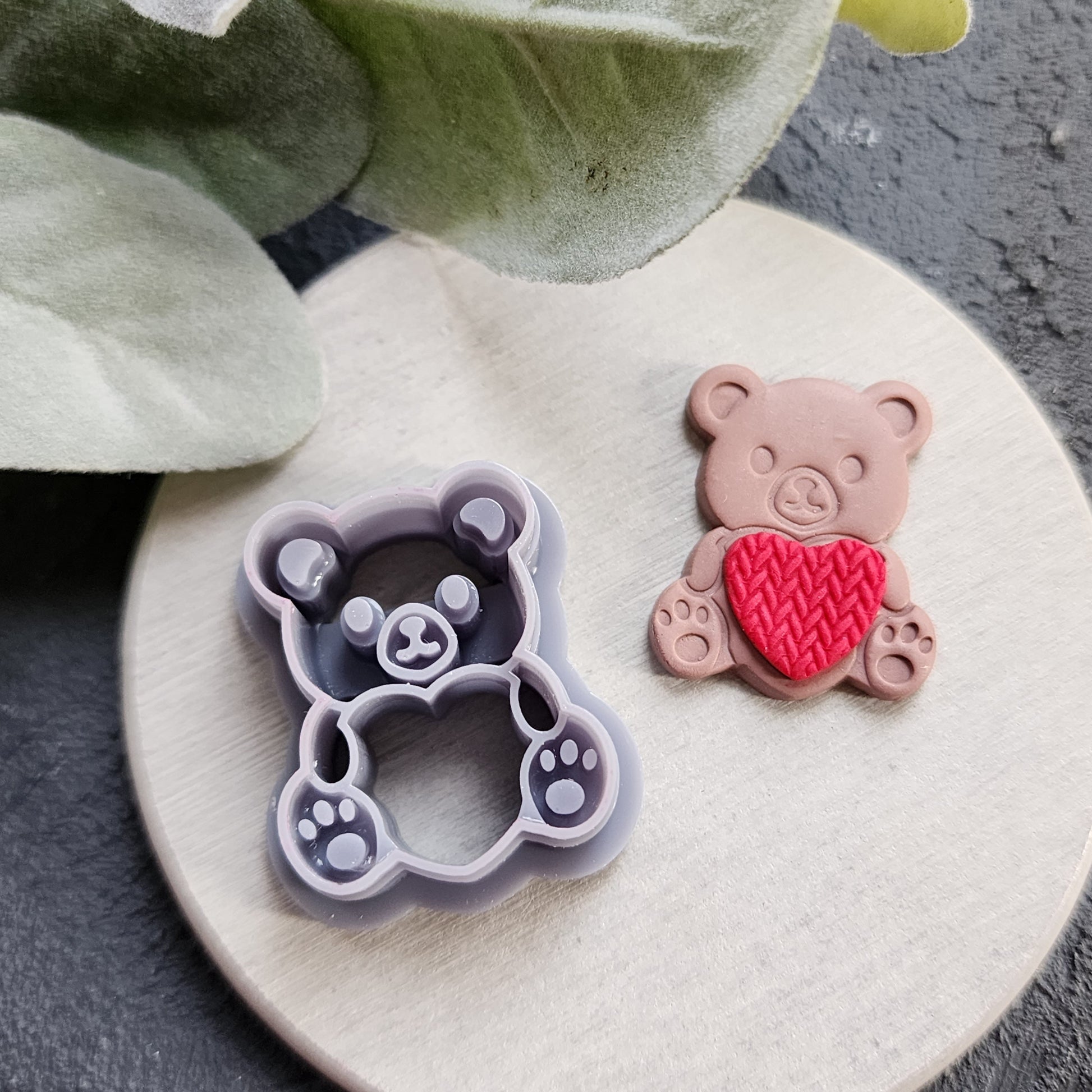 Valentine's day Polymer clay cutter "Teddy bear heart" Sharp cutters Clay supplies Clay texture Clay tools Polymer clay mold Earrings mold