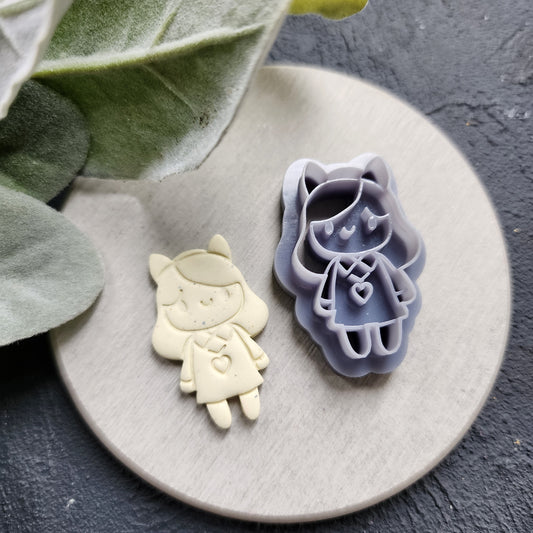 Valentine's day Polymer clay cutter "Girl" Sharp cutters Clay supplies Clay texture Clay tools Polymer clay mold Earrings mold