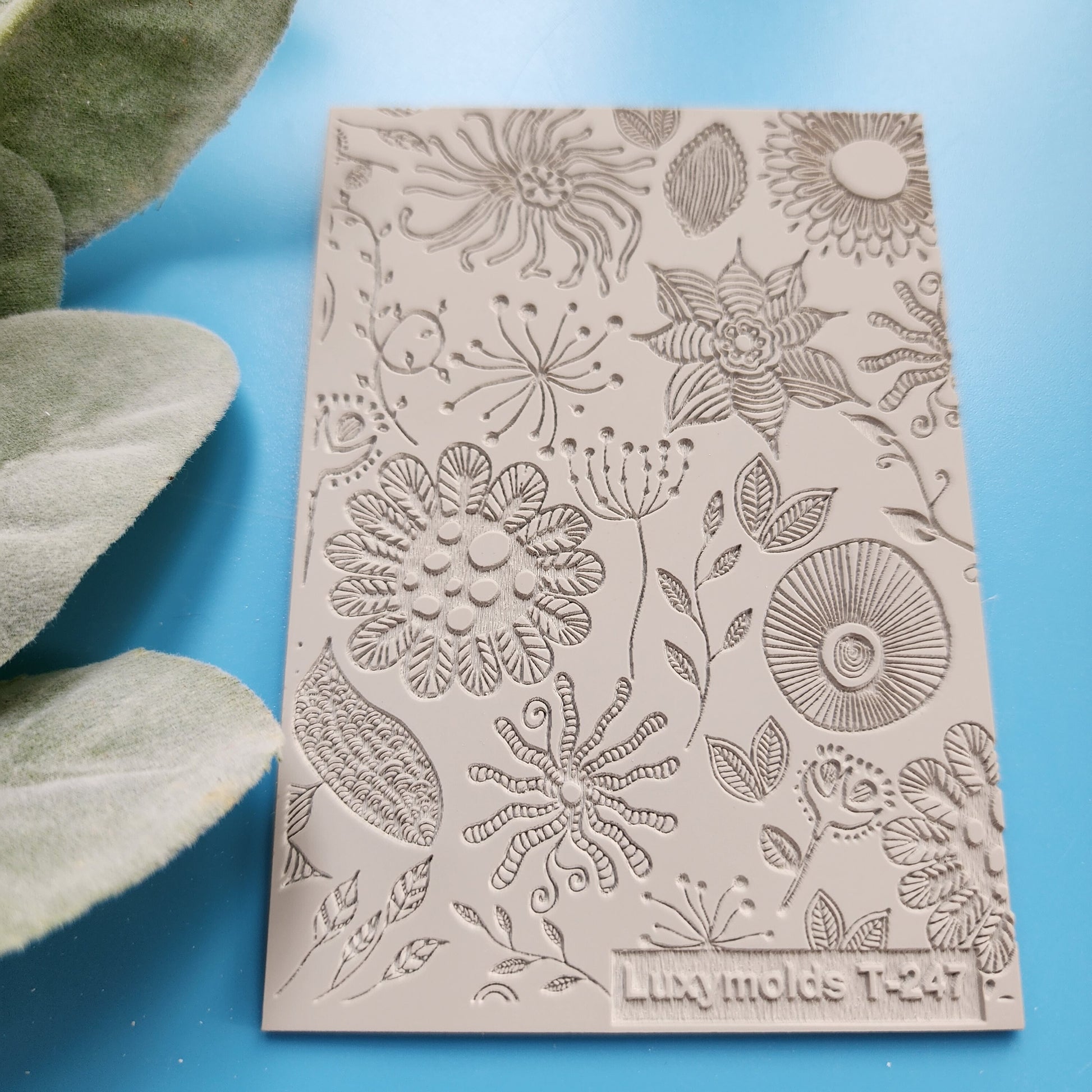 Polymer clay Texture tile Texture mat Clay stamp Polymer clay texture stencils "Mix Flowers" design clay texture Rubber mat T-247