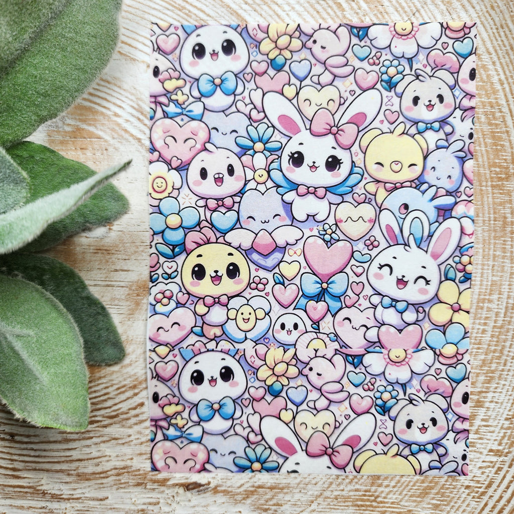 Clay transfer paper / Image transfer paper/Water soluble paper for polymer clay/Cute bunny Easter Valentines pattern/Transfer paper for clay