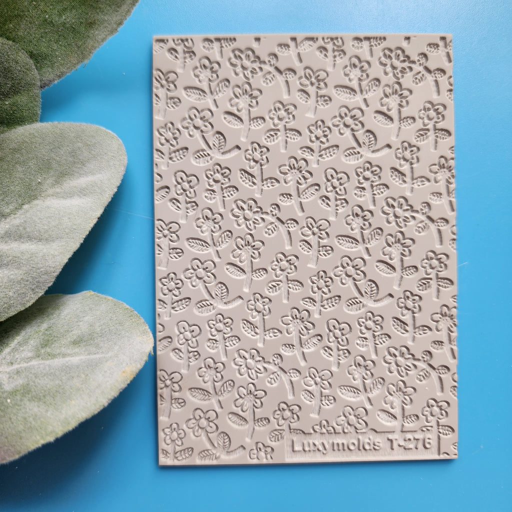 Polymer clay Texture tile Texture mat Clay stamp Polymer clay texture stencils "Flower" design clay texture Rubber mat T-276