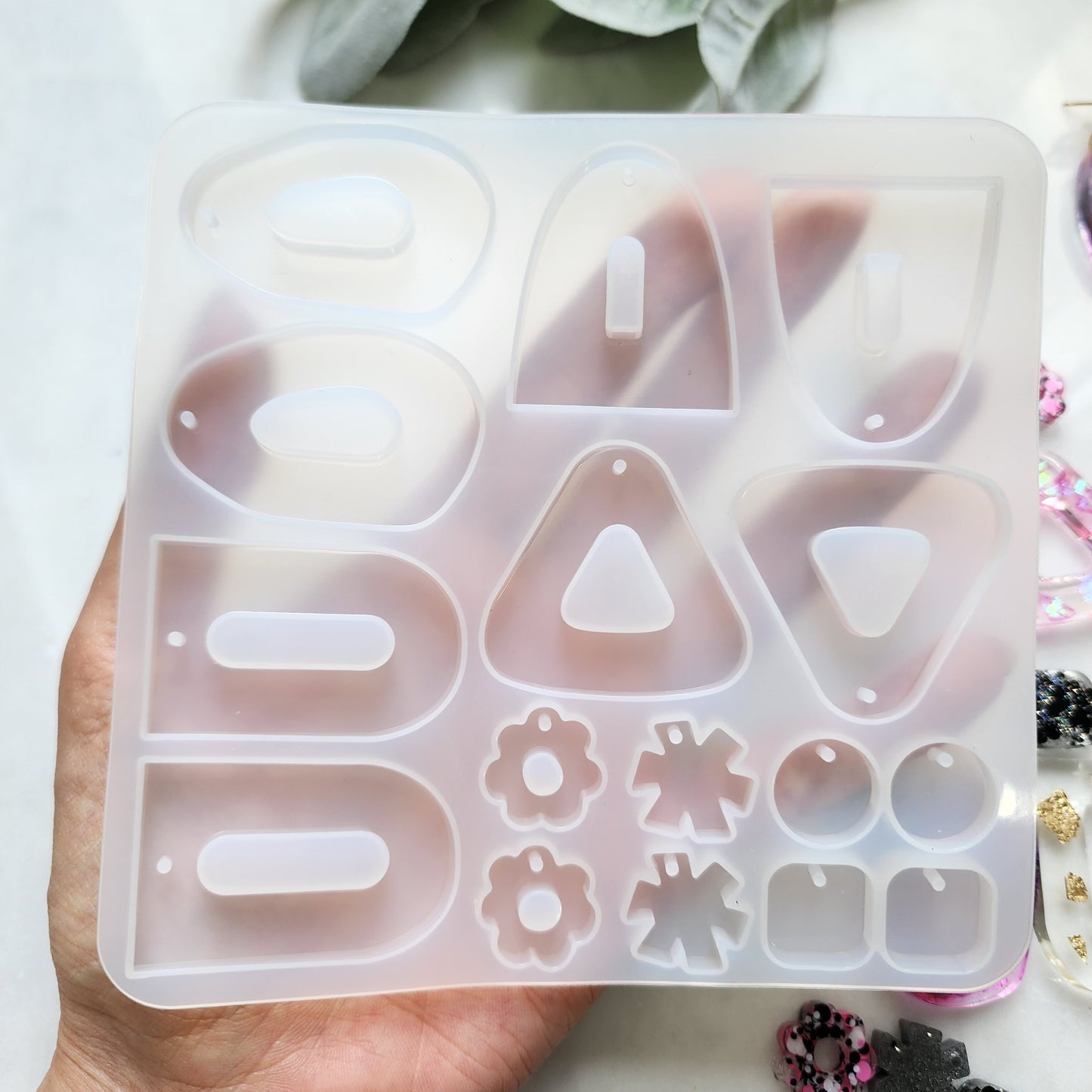 Silicone earrings mold Jewelry Resin mould for resin and epoxy for 4 pairs earrings Resin supplies Epoxy tools Jewelry supplies
