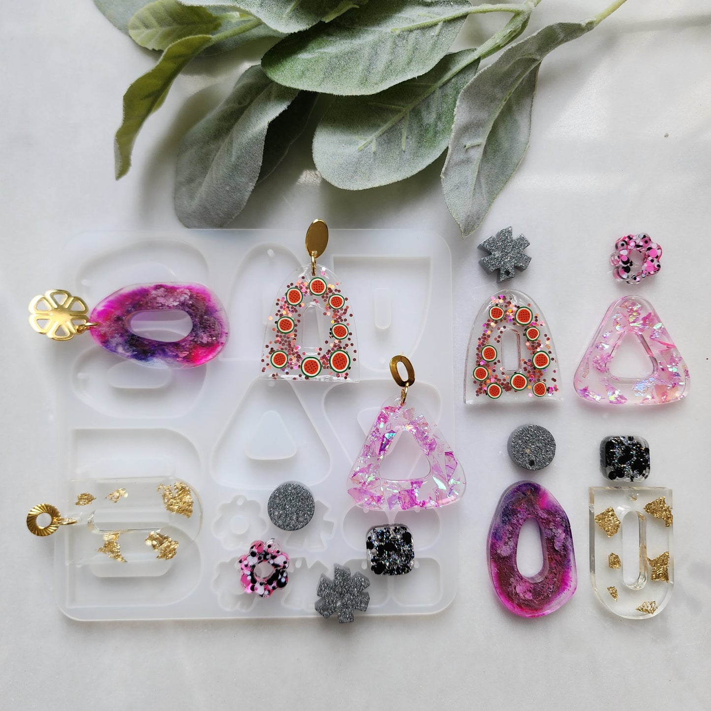 Silicone earrings mold Jewelry Resin mould for resin and epoxy for 4 pairs earrings Resin supplies Epoxy tools Jewelry supplies