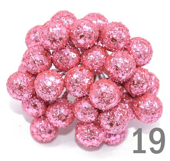 BERRIES STAMEN METALLIC, GLOSSY, GLITTER, MATTE POLKA 50 PCS 12 MM - Luxy Kraft