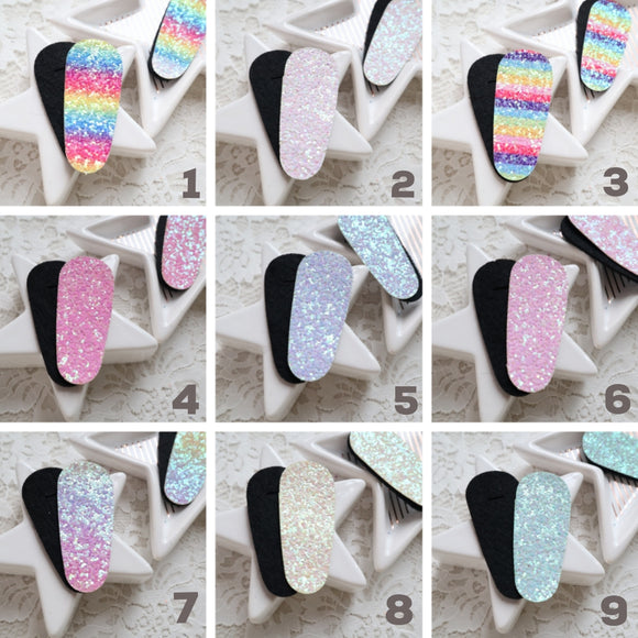 Chunky glitter barrete hair clips double patches 2.5x6 cm 4 pcs - Luxy Kraft