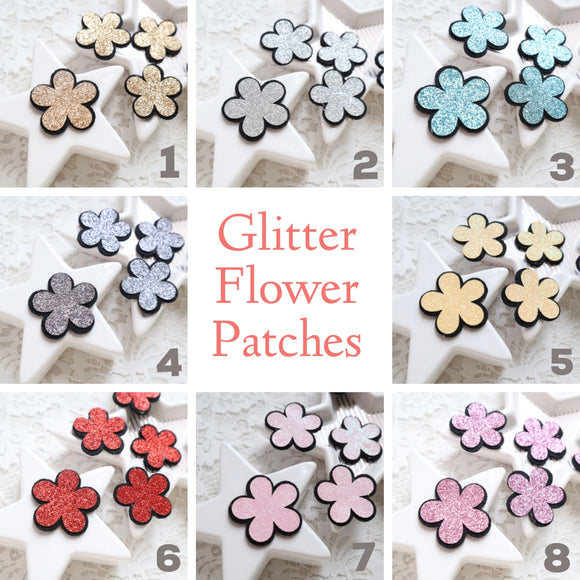 Glitter fabric felt Flower patches 3.5 cm 10 pcs - Luxy Kraft