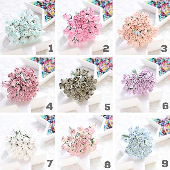 ROSES BUDS MULBERRY PAPER FLOWERS 1 CM 5 PCS - Luxy Kraft