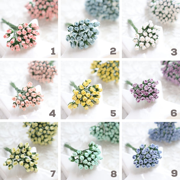 ROSES BUDS MULBERRY PAPER FLOWERS 0.4 CM 25 PCS - Luxy Kraft