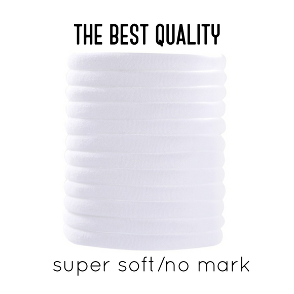 White Nylon headbands one size fits all headbands - Luxy Kraft