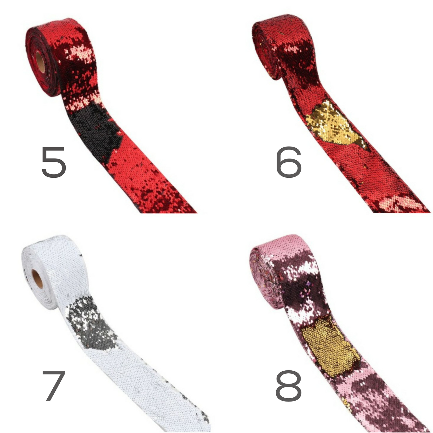 Two colors Reversible Sequin Scales Ribbon 7.5 cm/45 cm - Luxy Kraft