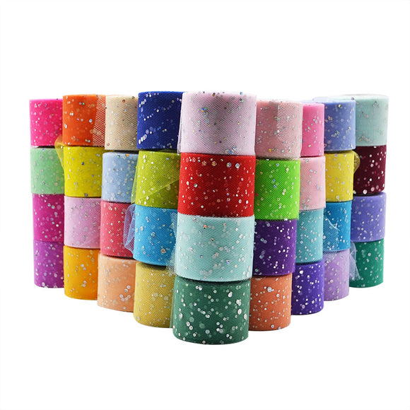 Glitter Sequin Tulle Roll Fabric Bow making Organza 25 yards 5cm - Luxy Kraft